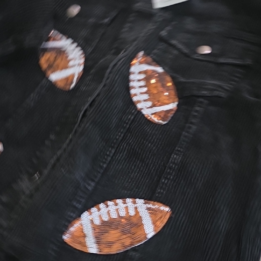 Black Football Pattern Jacket - Picture 3 of 4
